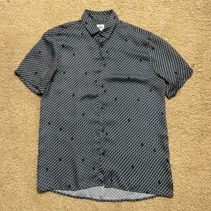 Zara Silk Mens Button Up Short Sleeve - L